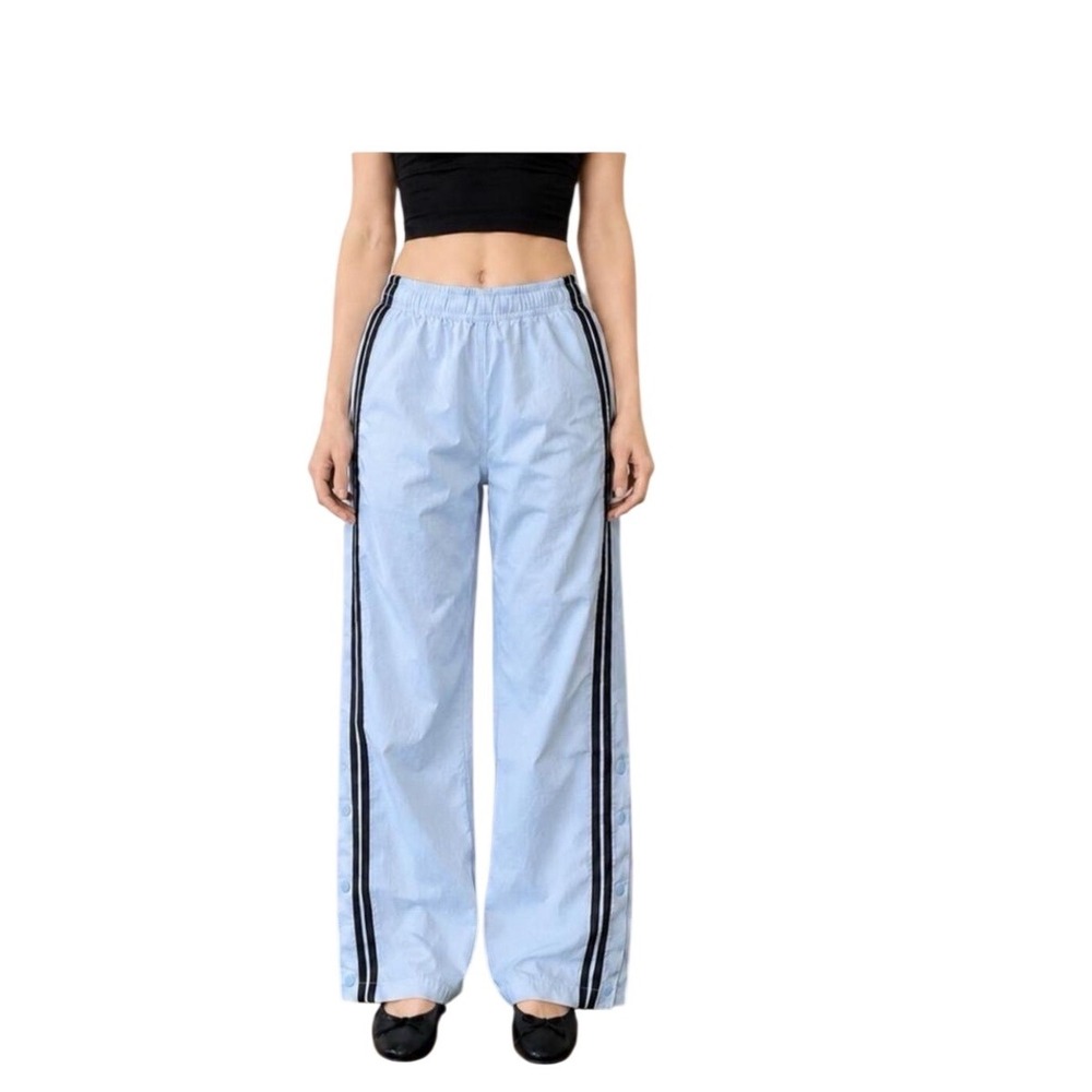 No Boundaries Womens Light Blue Side Snap Track Pants XXL 20 Striped Y2K Sporty